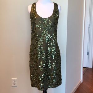 Jcrew Green sequined sheath dress in size zero.